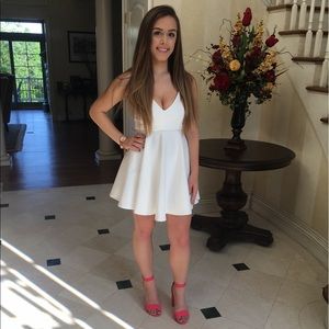 White Strappy V Neck Dress